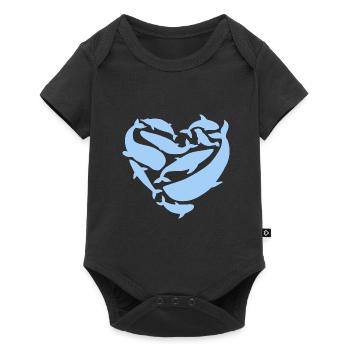 Walarten Herz Design für Wal-Liebhaber - Baby Premium Kurzarmbody - Schwarz - Vorne