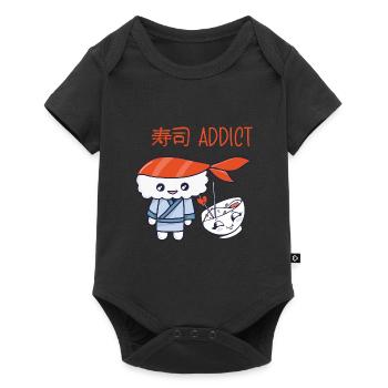 Kawaii Japanese Food Salmon Salmon Sushi Roll - Body à manches courtes Premium Bébé - noir - Devant