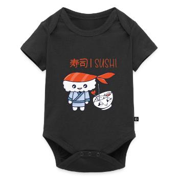 Kawaii Japanese Food Salmon Salmon Sushi Roll - Body à manches courtes Premium Bébé - noir - Devant