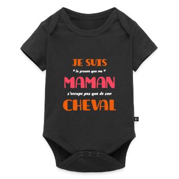 Maman s'occupe pas que du cheval - Body à manches courtes Premium Bébé - noir - Devant