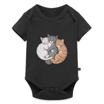 Niedliche Katzen schmusen zusammen für - Baby Premium Kurzarmbody - Schwarz - Vorne