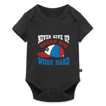 Never Give Up Work Hard Motivation - Baby Premium Kurzarmbody - Schwarz - Vorne