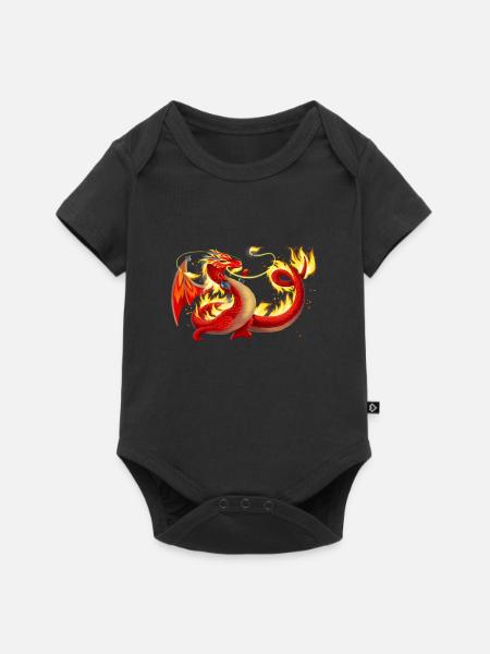 Magischer Feuer Drache - Drachen der Elemente - Baby Premium Kurzarmbody - Schwarz