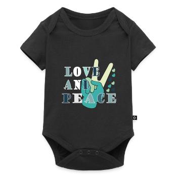 Love Peace Frieden Harmonie - Baby Premium Kurzarmbody - Schwarz - Vorne