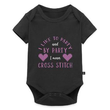 Broderie au point de croix au point de croix - Body à manches courtes Premium Bébé - noir - Devant