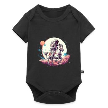 Astronaut on horseback in space - Baby Premium short-sleeve bodysuit - black - Front