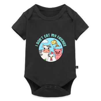 Friends Fish Chicken Pig Design for Vegans - Baby Premium short-sleeve bodysuit - black - Front