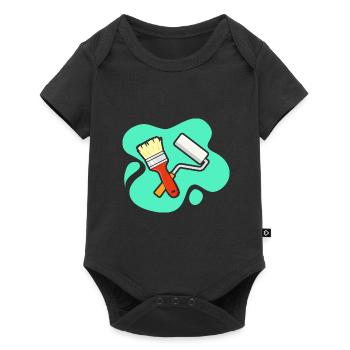 Pinsel und Farbrolle Design für Maler und - Baby Premium Kurzarmbody - Schwarz - Vorne