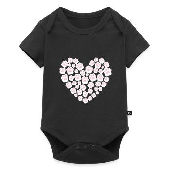 Katzenpfoten-Herz-Design für Katzenfans - Baby Premium Kurzarmbody - Schwarz - Vorne