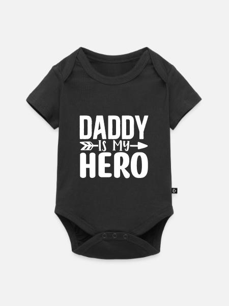 Papa est mon héros - Body à manches courtes Premium Bébé - noir