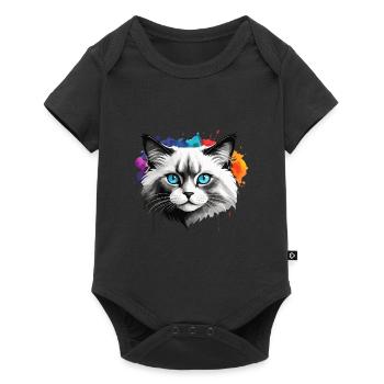 Ragdoll chat mignon mignon aquarelle peinture éclaboussure - Body à manches courtes Premium Bébé - noir - Devant