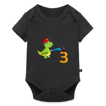 Pompiers Dino 3 anniversaire - Body à manches courtes Premium Bébé - noir - Devant