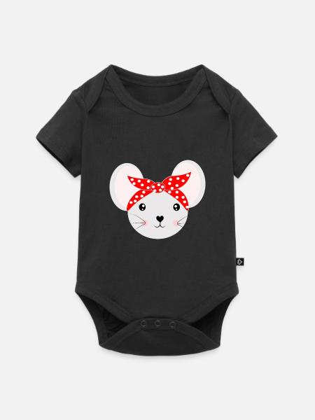 Cute Mouse - Baby Premium Kurzarmbody - Schwarz