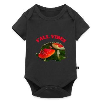 herbst 58 igel mit pilzen - Baby Premium Kurzarmbody - Schwarz - Vorne