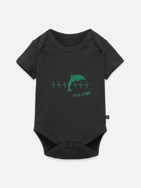 Dolphin Heartbeat Herzschlag Delfin - Baby Premium Kurzarmbody - Schwarz