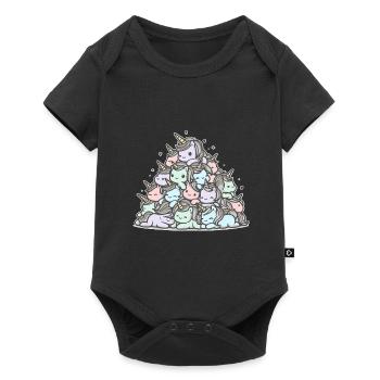 Einhhorn Haufen Lustig - Baby Premium Kurzarmbody - Schwarz - Vorne