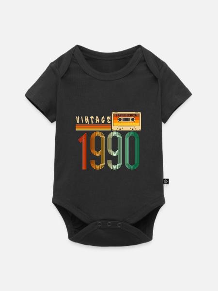 Jahr 1990 Old School Kassette Musik Retro - Baby Premium Kurzarmbody - Schwarz