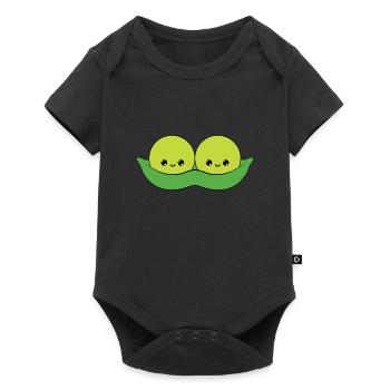 doux petits pois souriants, cute smiling peas - Body à manches courtes Premium Bébé - noir - Devant