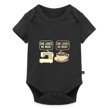 Sewing Humor Gift Idea She Loves Me More Sewing - Baby Premium short-sleeve bodysuit - black - Front
