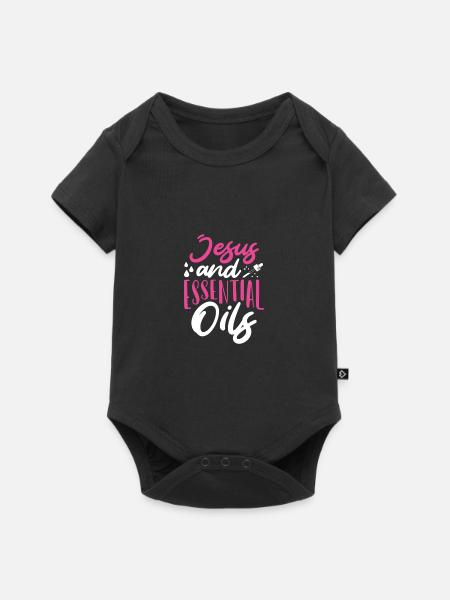 Christliches Geschenk Jesus und ätherische Öle - Baby Premium Kurzarmbody - Schwarz