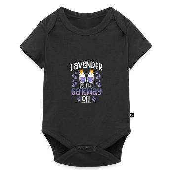 La lavande est une huile d’entrée drôle d’huile essentielle cadeau - Body à manches courtes Premium Bébé - noir - Devant
