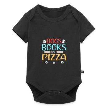 Amoureux des livres Chiens cadeaux Livres et pizza - Body à manches courtes Premium Bébé - noir - Devant