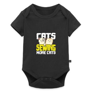 Katzenliebhaber Geschenk Katzen Nähen Mehr Katzen Näherin - Baby Premium Kurzarmbody - Schwarz - Vorne