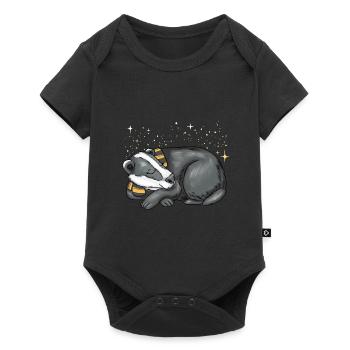 Schlafender Dachs - Baby Premium Kurzarmbody - Schwarz - Vorne