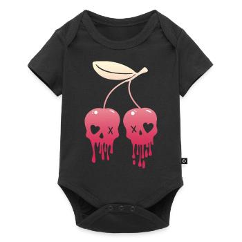 Cerises Kawaii crâne pastel Goth - Body à manches courtes Premium Bébé - noir - Devant