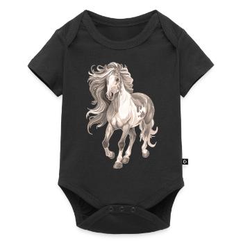 Horse motif long mane - Baby Premium short-sleeve bodysuit - black - Front