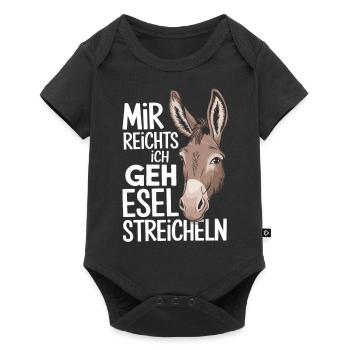 Esel Eselchen Maultier Muli - Baby Premium Kurzarmbody - Schwarz - Vorne