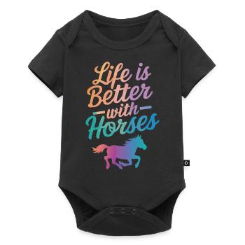 Horse Horse Riding Horse Riding Jumping - Baby Premium short-sleeve bodysuit - black - Front