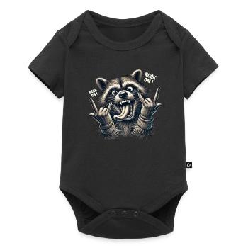 Rock On Raccoon Heavy Metal Design - Body à manches courtes Premium Bébé - noir - Devant