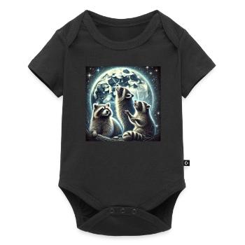 Three Raccoons Howl to the Moon Fantasy Art - Baby Premium short-sleeve bodysuit - black - Front