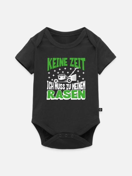 Keine Zeit, ich muss zu meinem Rasen - Baby Premium Kurzarmbody - Schwarz