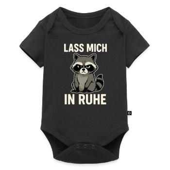 Raton laveur avec le dicton – Laissez-moi tranquille - Body à manches courtes Premium Bébé - noir - Devant