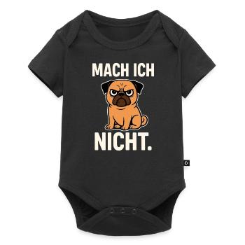 Mops sagt: Mach ich nicht – freches Hundemotiv - Baby Premium Kurzarmbody - Schwarz - Vorne