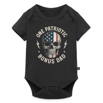 Bonus Dad with Flag Skull - Baby Premium short-sleeve bodysuit - black - Front