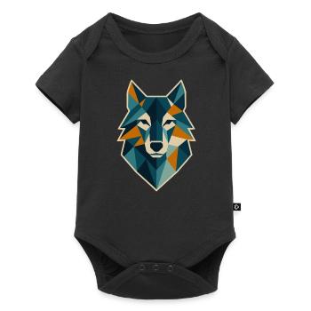 Geometric Wolf Head Polygon Style - Baby Premium short-sleeve bodysuit - black - Front