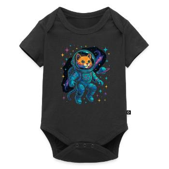 Space Cat - Astronaut Cat - Baby Premium short-sleeve bodysuit - black - Front