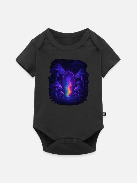 Magic Mushroom - Pilzwald Portal - Baby Premium Kurzarmbody - Schwarz