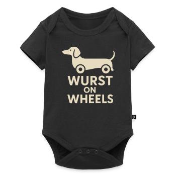 Sausage On Wheels Funny Dachshund - Baby Premium short-sleeve bodysuit - black - Front