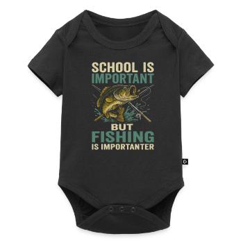 L’école est importante, mais la pêche est plus importante - Body à manches courtes Premium Bébé - noir - Devant