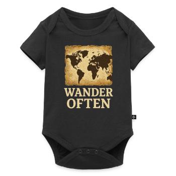 Wander Often: Adventurous World Map - Baby Premium short-sleeve bodysuit - black - Front