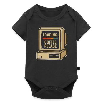 Loading Coffee Please Retro Computer - Baby Premium Kurzarmbody - Schwarz - Vorne