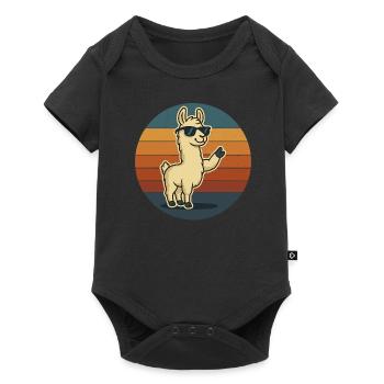 Cool llama with sunglasses and peace - Baby Premium short-sleeve bodysuit - black - Front