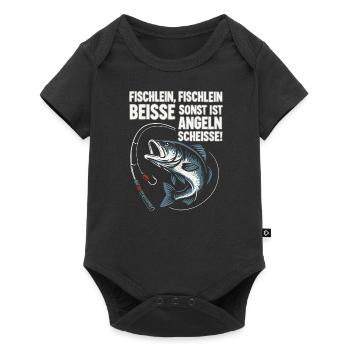 Fischlein beisse – Angel Spruch lustig - Baby Premium short-sleeve bodysuit - black - Front