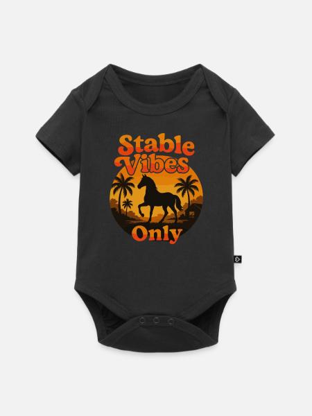 Stable Vibes Only Pferdefreunde - Baby Premium Kurzarmbody - Schwarz