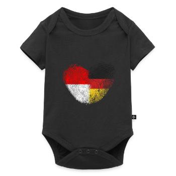 Indonesien Fingerabdruck für Deutsch-Indonesier - Baby Premium Kurzarmbody - Schwarz - Vorne
