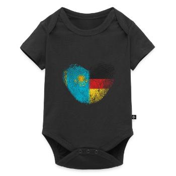 Kasachstan Fingerabdruck für stolze - Baby Premium Kurzarmbody - Schwarz - Vorne